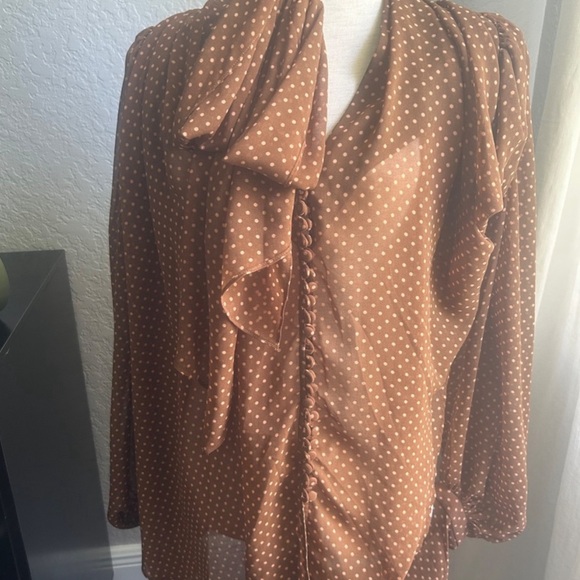 Acler Swansea Puff-Sleeve Polka-Dot Georgette Tie-Neck Top. Size 6 - Picture 9 of 9